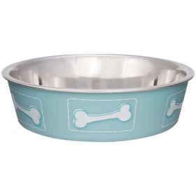 Loving Pets Stainless Steel & Coastal Blue Bella Bowl with Rubber Base - Small - 1.25 Cups (5.5"D x 2"H)