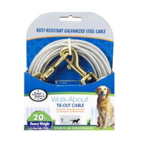 Four Paws Walk-About Tie-Out Cable Heavy Weight for Dogs up to 100 lbs (Option 1: 20' Long)