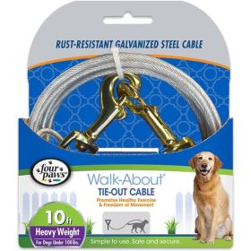 Four Paws Dog Tie Out Cable (Option 3: 10' Long Cable, Option 2: Black, Option 1: Heavy Weight)