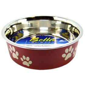 Loving Pets Stainless Steel & Merlot Dish with Rubber Base (Option 2: 5.5" Diameter, Option 1: Small)