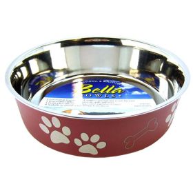 Loving Pets Stainless Steel & Merlot Dish with Rubber Base (Option 2: 8.5" Diameter, Option 1: Large)