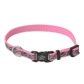 Lazer Brite Pink Hearts Reflective Adjustable Dog Collar (Option 1: 8"-12" Long x 3/8" Wide)