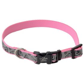 Lazer Brite Pink Hearts Reflective Adjustable Dog Collar (Option 1: 12"-18" Long x 5/8" Wide)