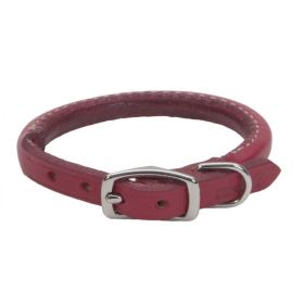 Circle T Oak Tanned Leather Round Dog Collar (Option 2: 14" Neck, Option 1: Red)