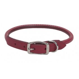 Circle T Oak Tanned Leather Round Dog Collar (Option 2: 16" Neck, Option 1: Red)