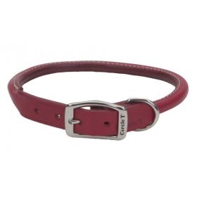 Circle T Oak Tanned Leather Round Dog Collar (Option 2: 18" Neck, Option 1: Red)